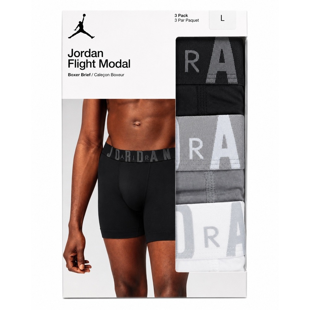 Nike Jordan Flight Modal Boxer Briefs 3 Pack Iron Gray Mens Large JM0621-GAE New